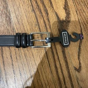 Black men’s belt thin elegant business casual everyday vegan faux leather